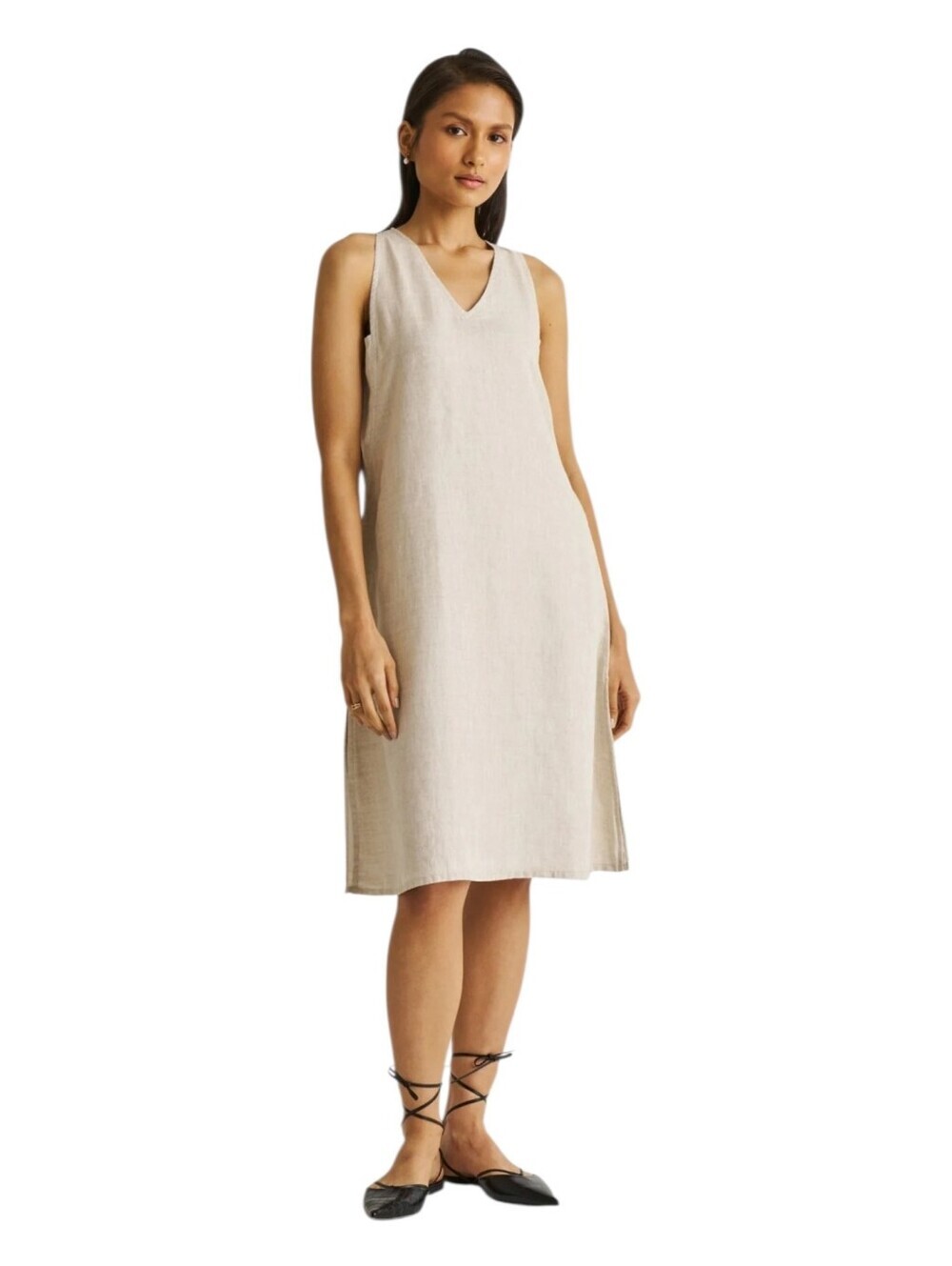 Reistor Womens Sand Beige Reading Tea Leaves Hemp Midi Dress Size Large